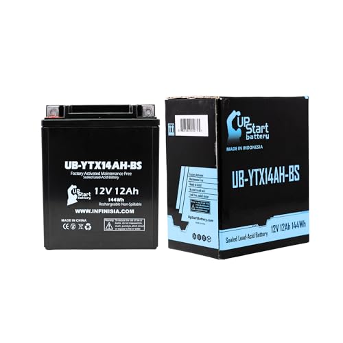 UB-YTX14AH-BS Battery Replacement for 2001 Kawasaki KLF220-A Bayou (CN) 220 CC ATV - Factory Activated, Maintenance Free, Motorcycle Battery - 12V, 12AH, UpStart Battery Brand