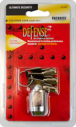 Defense2 - Short Cylinder Lock with Overlock Keys - Weather Proof - for Door, Storage, Cabinets, & More - 17mm Solid Brass Tubular Security Lock
