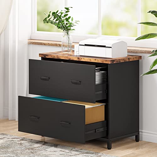 Tribesigns-2-Drawer-File-Cabinet-Wood-Lateral-Filing-Cabinet-Home-Office-File-Cabinet-for-A4-Letter-Size-Brown-Black