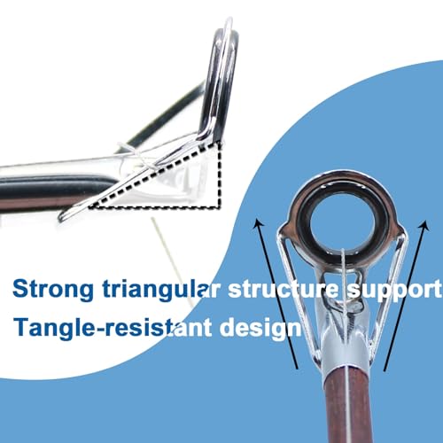 Image of 9KM DWLIFE Fishing Rod Tip Repair Kit, Black Stainless Steel, Wear Resistant Ceramic Ring, Guide Replacement 25 /35 /45 /60 /65pcs