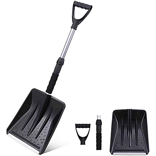 AJH Derretidores de Nieve y Hielo, Palas de Nieve, Pala de Nieve telesc�pica, Pala de Nieve de pl�stico extra�ble y Liviana, con Mango en Forma de D y Borde de Aluminio, para jard�n de campament
