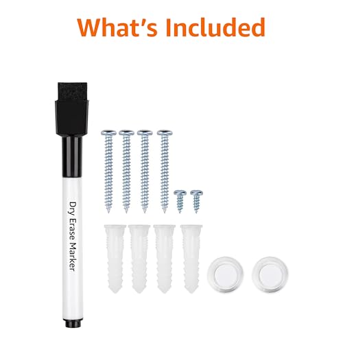 amazon basics magnetic dry erase whiteboard 3634w x 2434h aluminum frame silverwhite