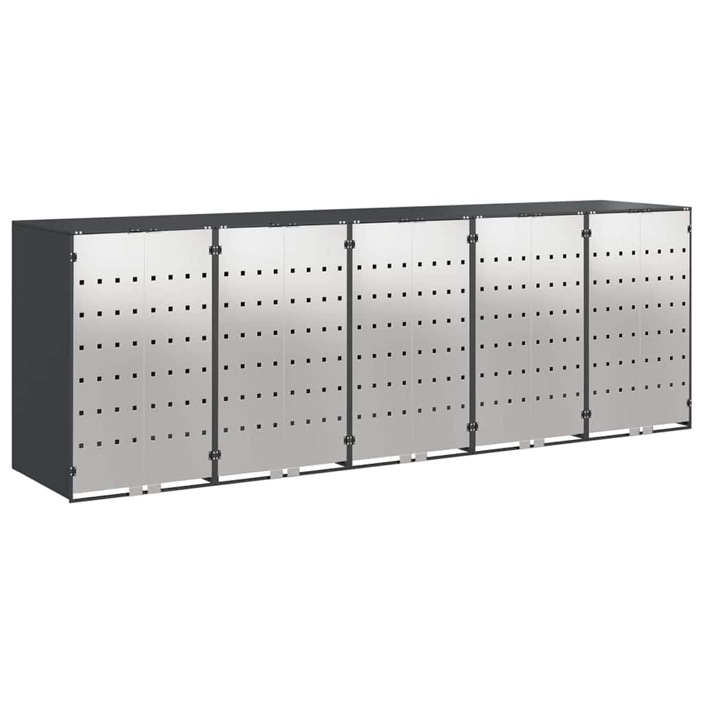 Genérico Almacenamiento de Cubos Wheelie para 3 Cubos Antracita,Productos del hogar,Accesorios para contenedores de residuos,Soportes para contenedores de residuos-3394781