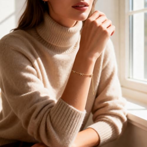 BOLAGTIER Dainty Bow Charm Stainless Steel Bracelet for Women (Gold) by BOLAGTIER - Used condition - Image 2