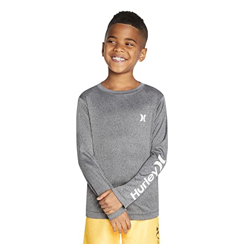 Hurley Boys' Long Sleeve Rash Guard Shirt, Black Heather, 6 #TOP2