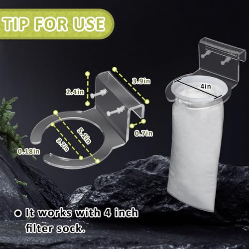 Image of Pre Sump Filter Sock Holder Mount Bracket 4 inch for Fish Tank Sump Saltwater Freshwater Aquariums