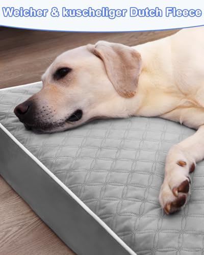KSIIA Orthopädisches Hundebett Grosse Hunde, Hundekissen 104x68x8cm, Hundematte Waschbar, Hundematratze Abnehmbar, Grau