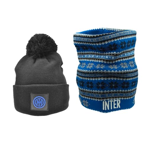 Set Box Inter Chapeau et Cache-Cou Idéal pour les Matchs en Hiver