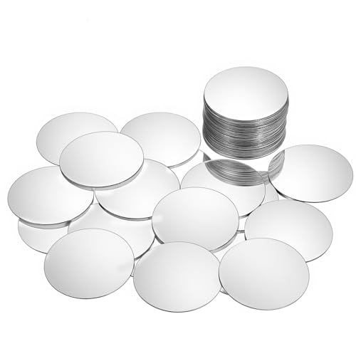 50PCS Mini Acrylic Round Mirror Tiles, 2 Inch Circles Craft Mirror Tiles, Self Adhesive Small Mirrors, Decorative Mirrors Sheets for DIY Crafts, Wall and Table Decor, Jewelry Making