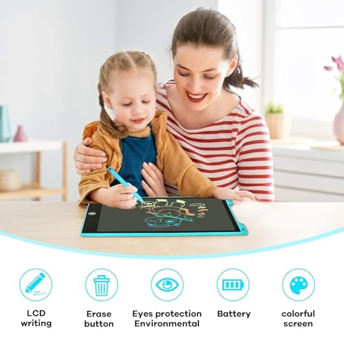 Image of LCD Writing Tablet 12 Inch, Erasable Doodle Board Writing Board for Kids, Colorful Drawing Tablet Handwriting Sketch Pad Learning Toy, Christmas Birthday Gift for Boys Girls 3+ (Blue)