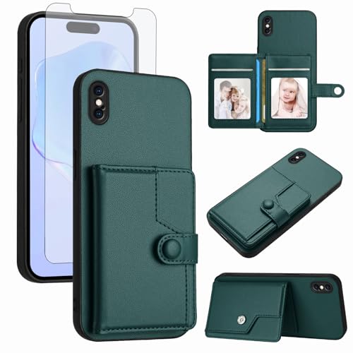 Étui portefeuille iPhone Xs Max avec porte-carte RFID et vitre de protection