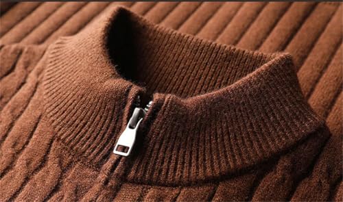 Men Wool Zipper Cardigan Fall Winter Warm Sweater Twisted Knit Stand Collar Sweaters3