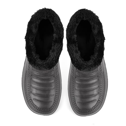 HEYO Gummistiefel Unisex gefüttert Clogs Damen Herren Winterstiefel Leicht EVA Gartenschuhe (Schwarz, EU Schuhgrößensystem, Erwachsene, Numerisch, M, 43)