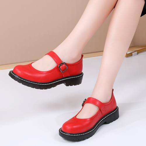 Image of Mary Jane Shoes Women Mary Janes Mary Jane Flats Comfortable Flat Leather
