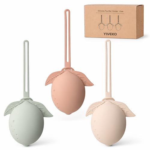 Image of Silicone Pacifier Holder Case Binky Holder Baby Pacifier Case for Boys Girls Portable Silicone Paci Storage Pouch for Newborns 3 Pack-Ivory+Sage+Brown