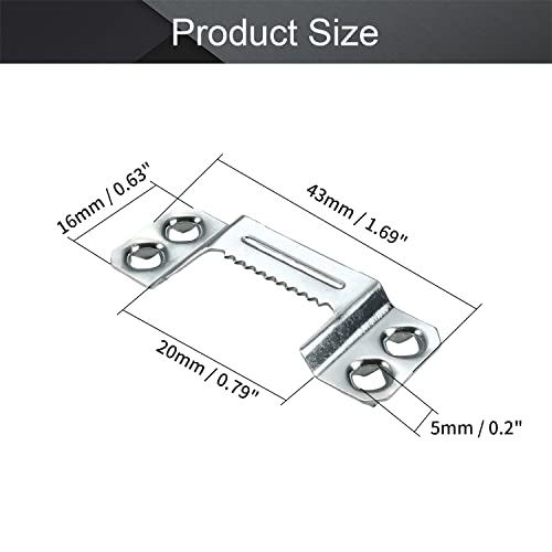 Image of MroMax 30PCS Sawtooth Picture Hangers Iron Picture Hangers 1.69 inch x 0.63 inch 4-Hole Picture Frames Hangers for Hanging Clock Paintings Artwork Picture Frame Hook Photos Silver