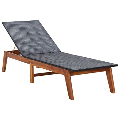 Chaise longue en polyrotin imputrescible et bois d'acacia massif - 4