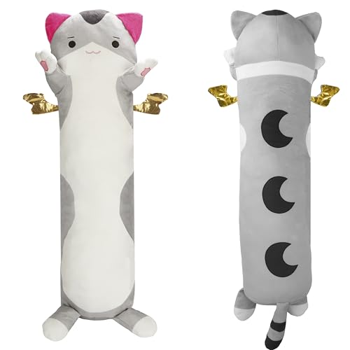 BELLE VOUS Almohada Peluche Gato Largo - 71 cm Adorable Almohada Gato - Peluche Animal Relleno Suave - Almohada Grande Juguete y Regalo para Niños - para Dormir y Abrazar