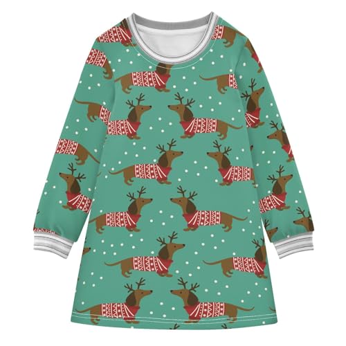 Girls Dresses Toddler Girl Clothes Dutch Hound Christmas Jumper Winter Casual Long Sleeve for Kids 2-8 Years