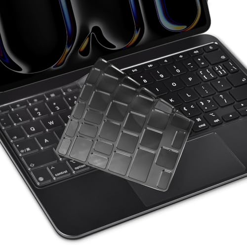 Keyboard Cover Skin Compatible with 2024 Apple iPad Pro 11-Inch M4 Chip Model A2836 A2837 with Magic Keyboard, Tinted TPU Protector for iPad Pro 11
