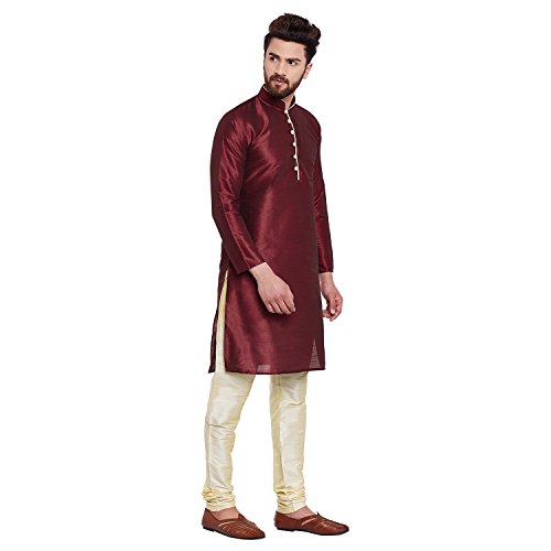 Kurta de seda Dupion para hombre ropa tradicional india boda 4