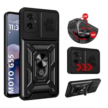Capa Capinha Case Armor Anti Choque Ring Luxo Para Moto G55 (Tela 6,49) + Anel Giratório + Proteção De Câmera - Proteção Militar