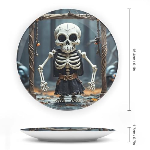 Plato decorativo de porcelana con diseño calavera 6 pulgadas miniatura 2