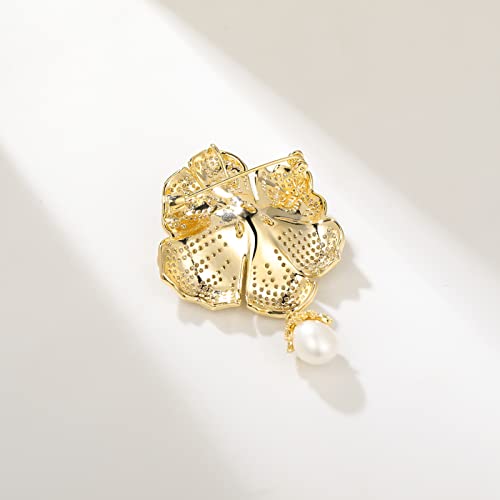 Ailonmei Floral Series Elegant Brooch Pins For Woman Fashion Jewelry, Large Vintage Costume Broches Christmas Gift (Camellia, Gold) #TOP7