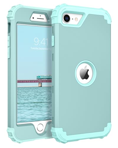 Coque iPhone SE 2022 BENTOBEN antichoc protection 3 en 1 robuste menthe