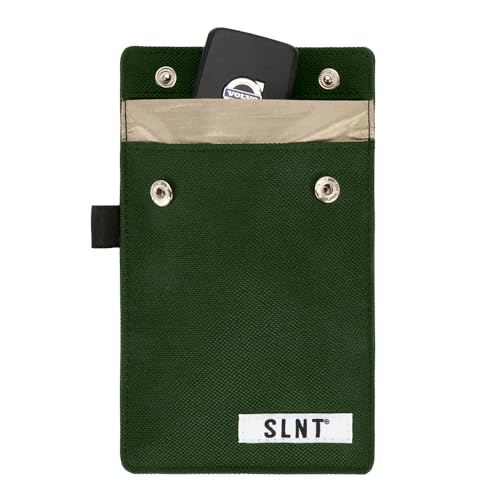 SLNT Signal Blocking Faraday Key Fob Case with Silent Pocket - Car Anti Theft Device Shields Against All Signal Types, Includes RFID Blocking & Durable Faraday Bag, Fits Most Keyfobs (Olive, X-Small)