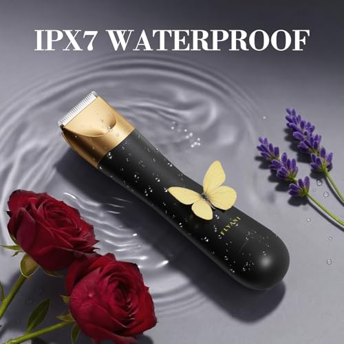 Image of Bikini Trimmer for Women, Flyant 2 in 1 Electric Shaver for Women, Pubic Hair Trimmer Waterproof IPX7 with LED, Bikini Razor for Leg Arm Underarm Bikini Area, Christmas Gifts for Her - Black Gold