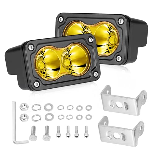 Image of Yellow LED Pods 3 Inch 40W CREE LED Yellow Fog Lights | Spot Beam Small Offroad Driving Pods Lights Auxiliary Light Pods 2PCS for Truck Dirt Bike SUV UTV ATV Snowmobile Surron