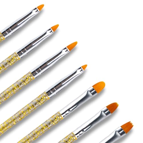 Kit 7 Pincéis Unhas Acrílicas Gel Fibra Vidro Nail Designer