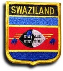 Swaziland Flag Shield Patch / International African Iron On Badge (Swaziland Crest, 2.75" x 2.35")