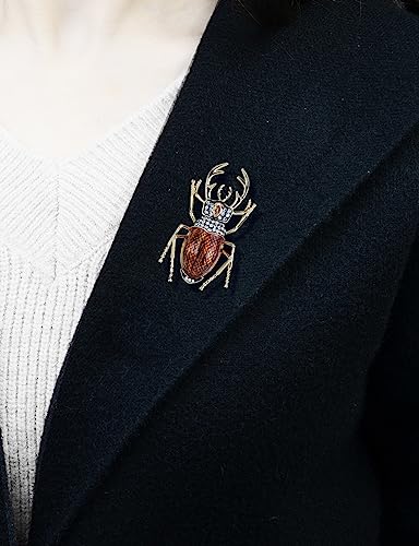 Image of Vintage Rhinestones Crystal Beetle Bug Ename Insect Scarab Brooch Pin Lapel Pin Accessories for Men Women