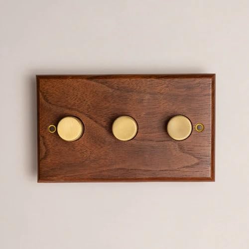 Black Walnut Switches and Sockets (3 Gang Dimmer- 2 Way) — image 1