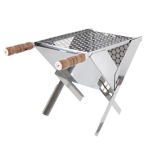 Churrasqueira Inox Dobrável Portátil A Carvão Modelo Maleta