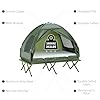 2 Person Camping Cot with Tent & Air Mattress, 4-in-1 Portable Foldable Elevated Bed for Adults, Outdoor Hiking Backpacking, Includes Pump & Bedspread, 76" x 57" Dark Green (76x57)