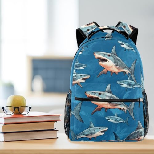 Sac à dos d'école requin multicolore pour campus et voyage - 6