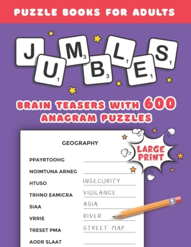 jumbles puzzle books for adults part three brain teasers with 600 anagram puzzles large print word unscramble games fun learn 9798768273743 amazon com books