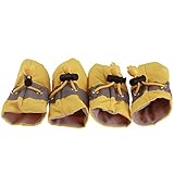 SATiNU 犬 猫 ペット 用 靴 シューズ 犬靴 ドッグブーツ ドッグシューズ 保護シューズ 滑り止め 通気性 お散歩 お出かけ 室内 肉球保護 足保護 4個セット 小型犬 中型犬 大型犬 (A1イエロー, XS)