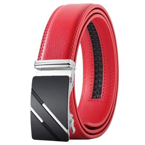 Men's Genuine Leather Automatic Buckle Belt, Solid Color Casual Business Belt Ply36-1245-S7 120cm