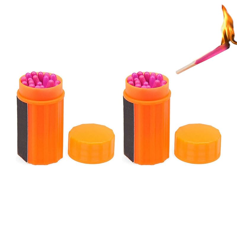 massoke Waterproof Matches Survival Kit, Windproof Matches with Case for Camping Hiking, 20pcs Stormproof Fire Starter, Outdoor Survival Kit (2Pack)
