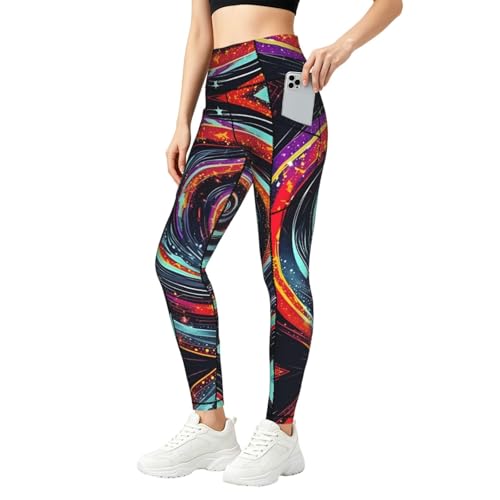 Legging de fitness à motif spirale spatiale pour la gym et le quotidien