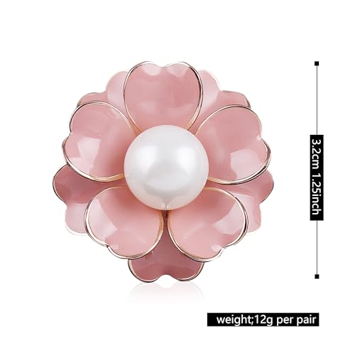 Image of GBAHFY Women's Camellia Flower Pearl Enamel Brooch Pins Fashion Elegant Pearl Brooches for Women Ladies Bridal Wedding Corsage Jewelry Gifts