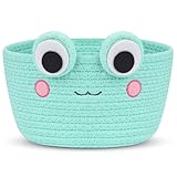 Hkojewp Small Storage Basket, Cute Baby Toy Storage Basket, Frog Cotton Rope Woven Baskets for Nursery, Blanket Basket Organize Laundry Baby Towels for Gift｜Cat Dog Bin Toys