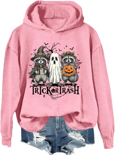Sweat à capuche et sweat Trick Or Trash, chemise d'Halloween Trick or Trash Raton laveur, Rose - 1, XXL