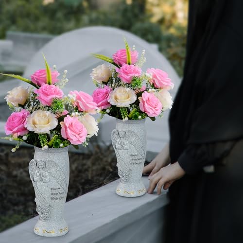 Cemetery Vase, Memorial Grave Vase with Ground Spikes, Angel Vases for Artificial Flowers, Grave Flowers Holder for Cemetery Headstone (1Piece, Flowers are NOT Included) image 2