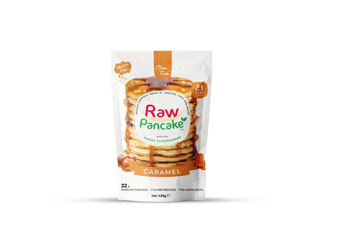 Cleanfoods 21 calorías panqueques l panqueque caramelo 425g l 32 panqueques l 21 calorías/panqueque l konjac/konjac glucomanano l preparación en 2 minutos