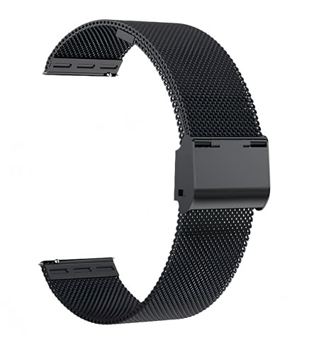 Microwear Uhrenarmband,16mm 18mm 20mm 22mm Ersatz Edelstahl Metallgitterband,Schnellverschluss Uhrenarmband Metallschraube,Smart Watch Armbänder für Männer Frauen (Black)